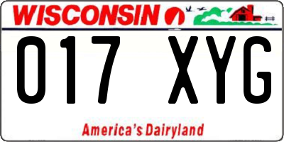 WI license plate 017XYG