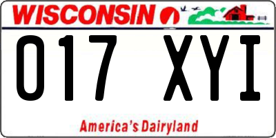 WI license plate 017XYI