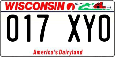 WI license plate 017XYO