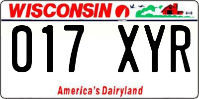WI license plate 017XYR