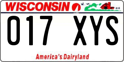 WI license plate 017XYS