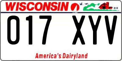 WI license plate 017XYV