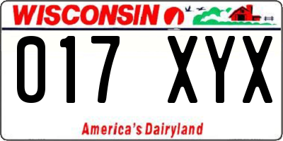 WI license plate 017XYX