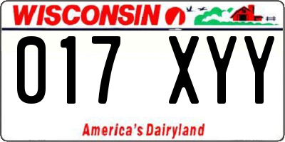 WI license plate 017XYY
