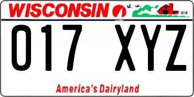 WI license plate 017XYZ