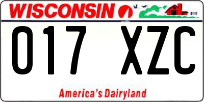 WI license plate 017XZC