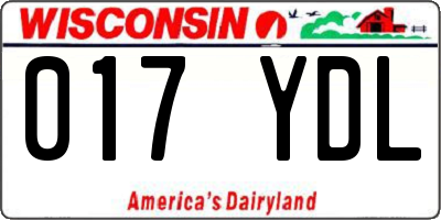 WI license plate 017YDL
