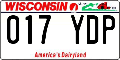 WI license plate 017YDP