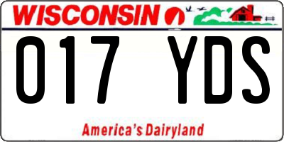 WI license plate 017YDS