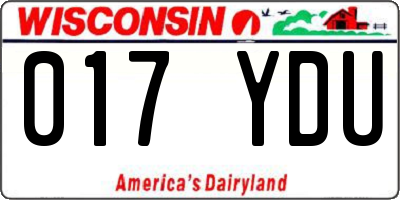 WI license plate 017YDU