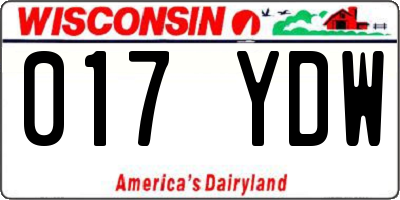 WI license plate 017YDW