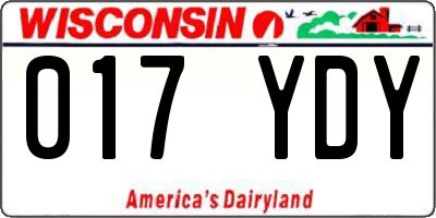 WI license plate 017YDY