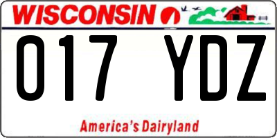 WI license plate 017YDZ