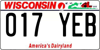 WI license plate 017YEB