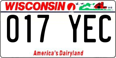 WI license plate 017YEC