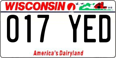WI license plate 017YED