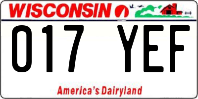 WI license plate 017YEF
