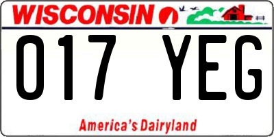 WI license plate 017YEG