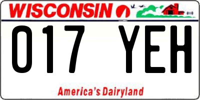 WI license plate 017YEH