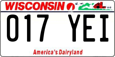 WI license plate 017YEI