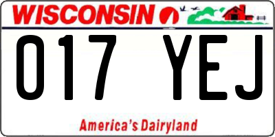 WI license plate 017YEJ