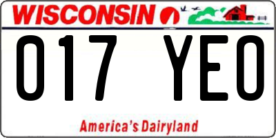 WI license plate 017YEO
