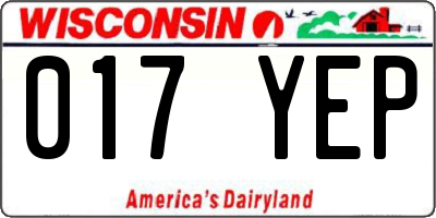 WI license plate 017YEP