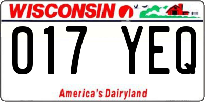 WI license plate 017YEQ