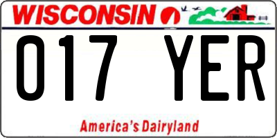 WI license plate 017YER