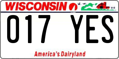 WI license plate 017YES
