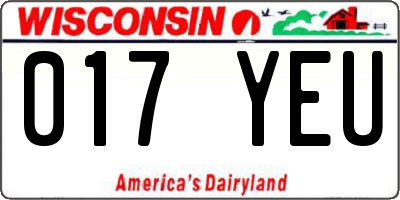 WI license plate 017YEU