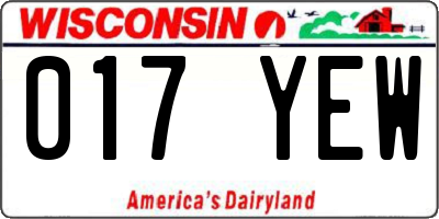 WI license plate 017YEW