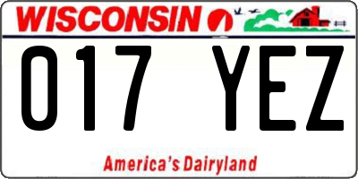WI license plate 017YEZ