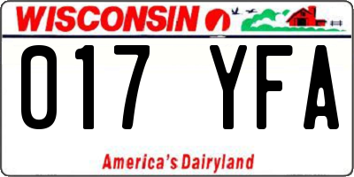 WI license plate 017YFA