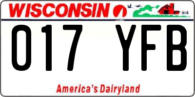 WI license plate 017YFB