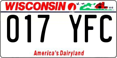 WI license plate 017YFC