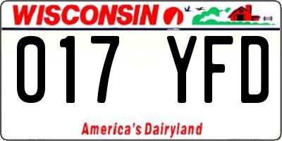 WI license plate 017YFD