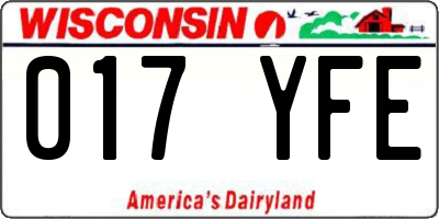 WI license plate 017YFE