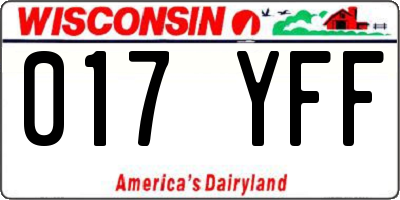 WI license plate 017YFF