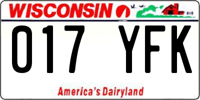 WI license plate 017YFK