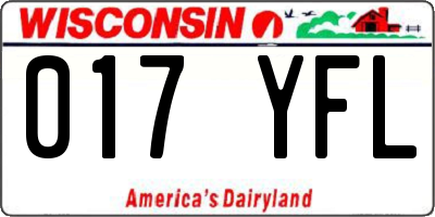 WI license plate 017YFL