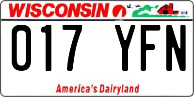 WI license plate 017YFN
