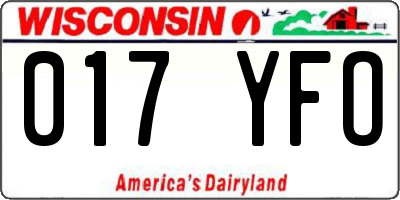 WI license plate 017YFO