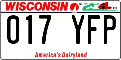 WI license plate 017YFP