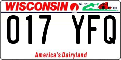 WI license plate 017YFQ