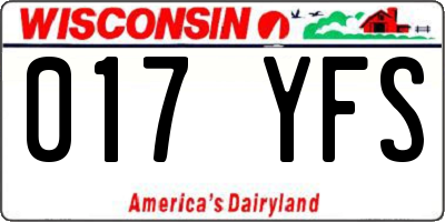 WI license plate 017YFS