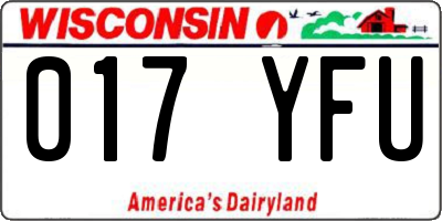 WI license plate 017YFU