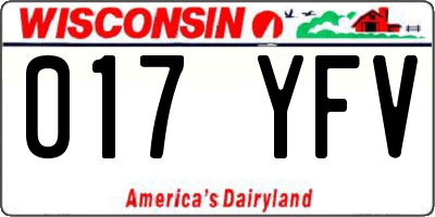 WI license plate 017YFV