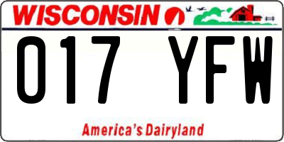 WI license plate 017YFW