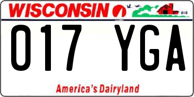 WI license plate 017YGA